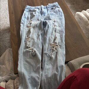 Hollister Blue High Rise Distressed Jeans
